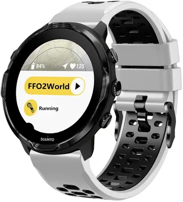 Produktbild von FFO2World 24-mm zweifarbiges Silikonarmband für Suunto 7, 9, 9 Peak Pro, Spartan Sport HR, D5, atmungsaktiv und komfortabel, Weiß/Schwarz