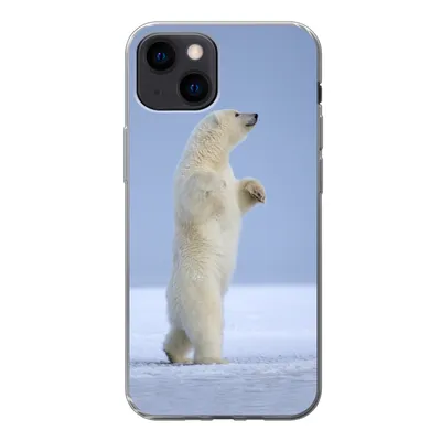 Produktbild von MuchoWow® Handyhülle Schutzhülle Hülle für iPhone 13 mini Eisbär - Lustig - Schnee - Kinder - Jungen - Mädchen - Kind Silikon Softcase Handy Hülle - Softcase