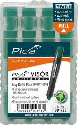 Obrázok produktu pre Sada náplní do permanentných fixiek VISOR Industrial, zelená, Pica | 4260056153730