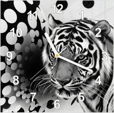 Produktbild von Wanduhr aus Glas mit Motiv Tigerpunkte- 30 x 30 cm - inkl. Aufhängesystem