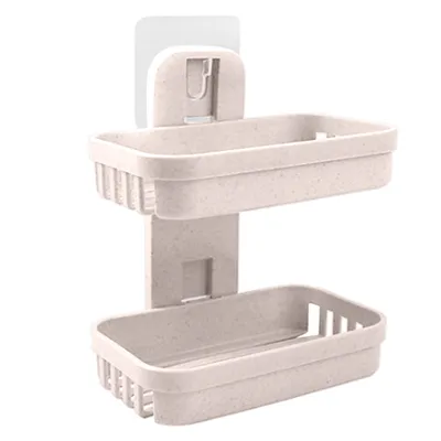 Produktbild von Doppelschichtige Seifenschale Saugnapf-Seifenhalter, starker Schwammhalter für Dusche, Bad,bohrfrei, abnehmbar,（Beige）