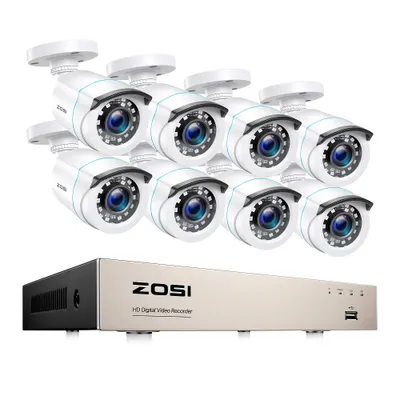 Produktbild von Sicherheitskamerasystem, 2MP Auflösung, Nachtsichtfähigkeit, 8CH DVR 8 Kameras, Keine
