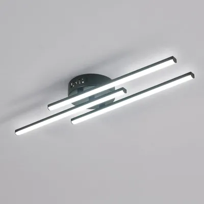 Image de Plafonnier LED moderne et élégant, noir, 18W, 2000 lumens, lampe de plafond design