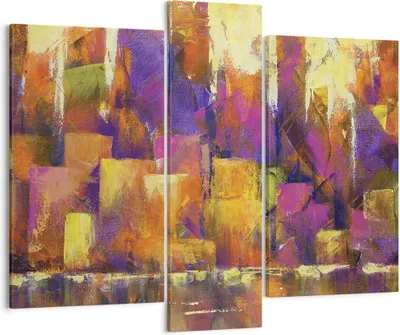 Produktbild von Bild auf Leinwand - Leinwandbild - 3 Teile - Abstraktion Stadt Wolkenkratzer - 95x80cm - Wand Bild - Wanddeko - Wandbilder - Leinwanddruck - Bilder - Wanddekoration - Leinwand bilder - CB95x80-4294