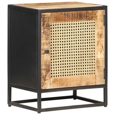 Produktbild von Nachttisch 40x30x50 cm Raues Mangoholz und Wiener Geflecht