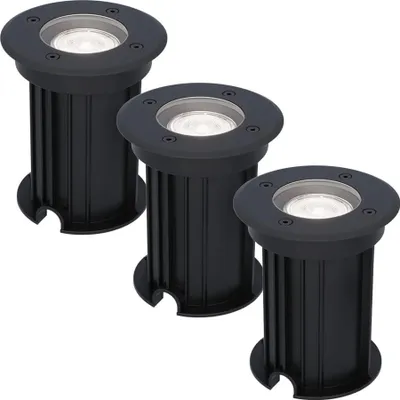 Image de HOFTRONIC - Spot LED au sol 3x4W GU10 345lm 6500K Dimmable IP67 Noir
