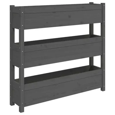 Image de Jardinière Gris 112x25x104,5 cm Bois massif de pin