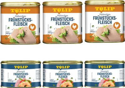 Produktbild von TULIP Bundle 3x Frühstücksfleisch 200g 3x Hähnchen 340g Konserve Delikatesse