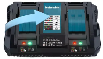 Productafbeelding van Batterij, 8000mAh capaciteit, compatibel met verschillende gereedschapsseries, 6A oplader