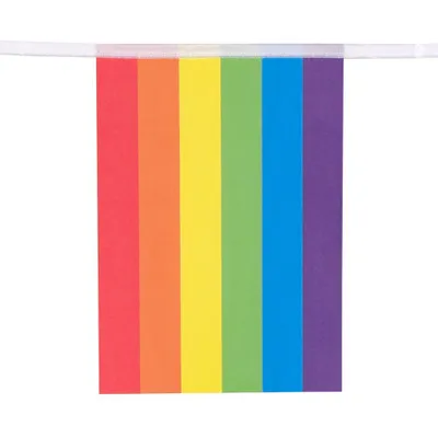 Produktbild von Regenbogen Wimpelkette Papier 3 m