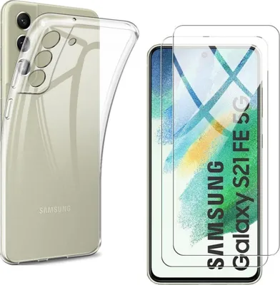 Immagine prodotto di Custodia per Samsung Galaxy S21 FE 5G con 2 protezioni per lo schermo in vetro temperato Phonillico