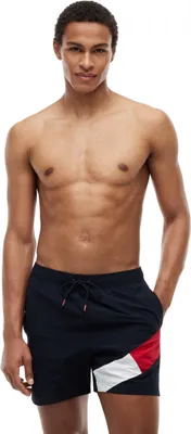 Produktbild von Tommy Hilfiger Herren Mittlere schmale Badeshorts mit Kordelzug, Blau XXL