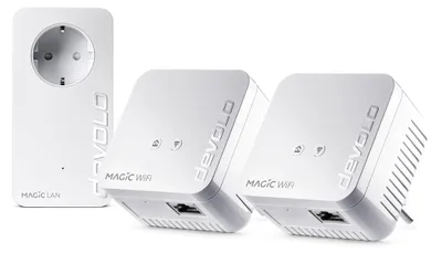 Produktbild von devolo Magic 1 WiFi mini Multiroom Kit, WLAN Powerline Adapter, bis zu 1.200 Mbit/s, WLAN Verstärker, 1x LAN Anschluss, dLAN 2.0, weiß