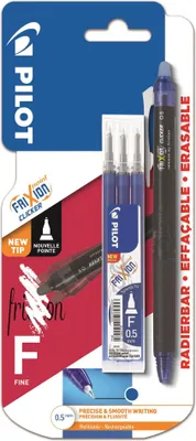 Obrázok produktu pre Roller "Frixion Point Clicker", modrý + 3x náplň, 0,25 mm, zmazateľný, PILOT BLRT-FRP5-L+S3-BT