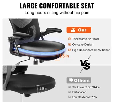Obrázek produktu pro Ergonomická kancelářská židle – síťovaná kancelářská židle s nastavitelnou bederní opěrkou a kolečky