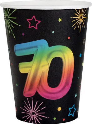 Produktbild von Zahl 70 Festicolor Pappbecher 270ml