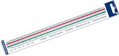 Produktbild von Reduktionsmaßstab Mars Kunststoff 33cm Teilung 1:20, 1:25, 1:50, 1:75, 1:100, 1:125 Packung mit 6 Stück
