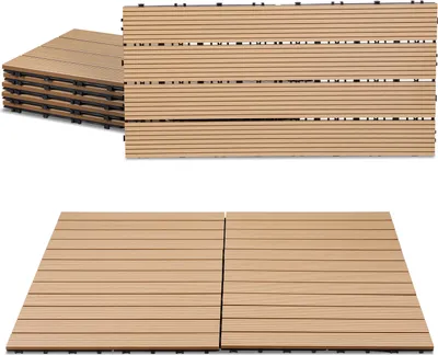 Obrázok produktu pre Clanmacy 60x30cm WPC dlaždice terasa dlaždice, 5sqm balkón dlaždice kliknite dlaždice, teak, 30 kusov