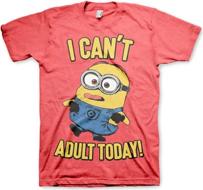 Produktbild von Minions - I Can't Adult Today T-Shirt - Large - Red-Heather