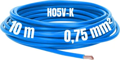 Zdjęcie produktu dla Kalitec 10 metrów H05V-K 0,75 mm² niebieski Przewód okablowania I Przewód żyłowy I Przewód jednożyłowy PVC I Skrętka 0,75 mm2 I Przewód drobnożyłowy I Przewód jednożyłowy I Ognioodporny przewód łączeniowy