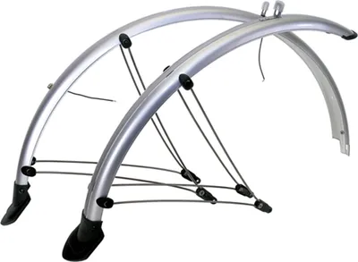 Produktbild von Schutzbleche 28" Kunsttoff, silber, B = 45 mm, mit Streben, Messingschlager, 386106