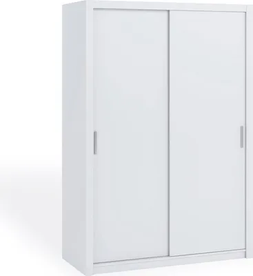 Produktbild von Schiebetürenschrank BONO BO-08 Kleiderschrank 150 x 215 cm Schrank 2 Schiebetüren Mehrzweckschrank Schwebetürenschrank Schlafzimmer Modern (Weiß Matt)