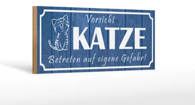 Produktbild von Holzschild Spruch 27x10cm  Vorsicht Katze eigene Gefahr