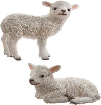 Produktbild von Dekofigur Lamm stehend / liegend Poly weiß Stückpreis