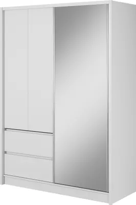 Productafbeelding van Furniture24 Garderobekast SARA, 150 cm, kast met 2 draaideuren en 1 schuifdeur, wit