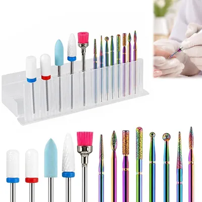 Image de Embouts pour fraiseuse à ongles, 13 pièces, en céramique et en diamant, de 3/32 de pouce, pour manucure
