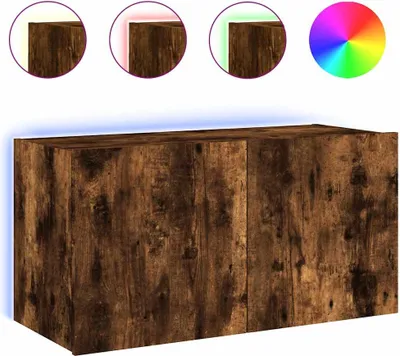 Produktbild von vidaXL TV-Wandschrank mit LED-Leuchten Räuchereiche 80x35x41 cm