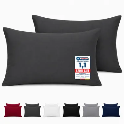 Produktbild von Komfortec Premium Kissenbezug 50x70 cm – 2er Set – Kissenhülle mit Reißverschluss – 100% gebürstete Mikrofaser– Superweich – Anthrazit Kopfkissenbezug, KI-generiertes Bild