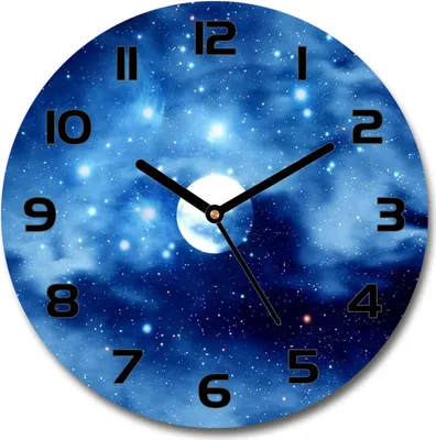 Immagine prodotto di Orologio da parete in vetro 30fi, quadro in vetro, orologio in vetro temperato - lancette nere - luna piena