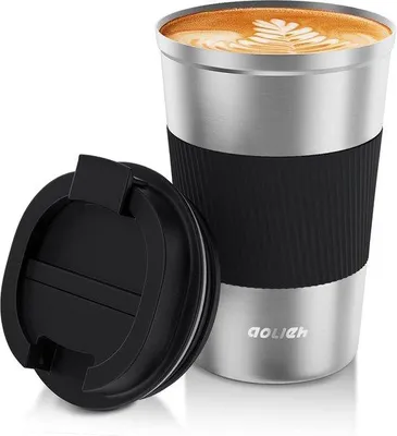 Produktbild von Famanu Thermobecher doppelwandig mit auslaufsicherem Deckel - 380 ml