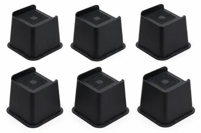 Productafbeelding van JustValue L-vormige Meubelverhogers 10,2 cm - 6 Stuks - Voor Bed, Bank en Tafel - Zwart