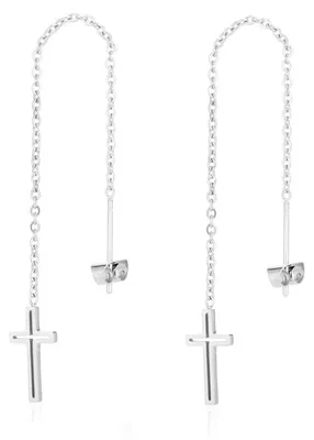 Produktbild von Kreuz Kettchen Ohrringe Hänger Ketten Gothic Punk Kreuze Jesus Umriss Outline