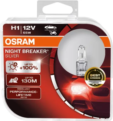 Immagine prodotto di 2 lampadine OSRAM NIGHT BREAKER SILVER +100% per fari / attacco H1