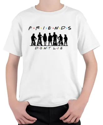 Produktbild von FRIENDS DON'T LIE Stranger Kids Fahrräder 80er Retro Hawkins Elf Kinder T-Shirt, Weiß, 152