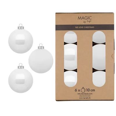 Produktbild von Weihnachtskugeln Glas 10cm 6 Stück - Pure White