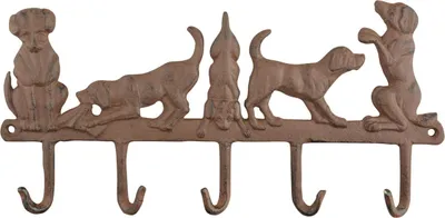 Produktbild von Esschert Design Kleiderstander - Gusseisen - Hunde - 5 Haken - 35 cm