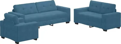 Imagen del producto de vidaXL Juego de sofás de 3 piezas, color azul, tapizado en terciopelo