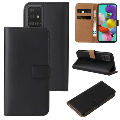 Produktbild von Handyhülle für Samsung Galaxy A51 Klapphülle Bookcase Flip Cover Hülle Handy Tasche Etui Farbe: Schwarz