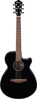 Produktbild von Ibanez Akustikgitarre Aeg50 Schwarz mit Preamp und Stimmgerät, Mensur 634 mm, schmaler Hals