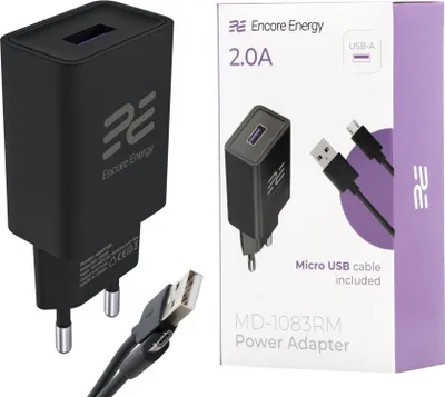 Produktbild von Netzladegerät 10W USB-A + Micro-USB-Kabel Universal-Ladegerät Encore Energy MD-1083RM