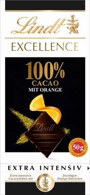 Produktbild von Lindt Excellence 100% Cacao & Orange Extra Intensiv Tafel 50g