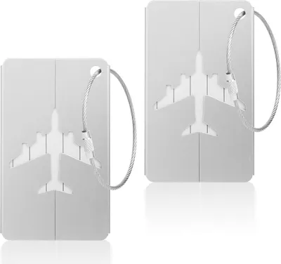 Produktbild von Kofferanhänger, 2 Stück Koffer Aluminium Gepäckanhänger, Adressschild Namensschilder,Wasserdichte Tags zum schnellen Auffinden von Reisetaschen-Silber
