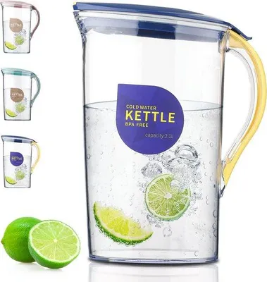 Immagine prodotto di Caraffa in PET trasparente, 2,1 L, senza BPA, gialla, per tè, succhi e bevande fredde