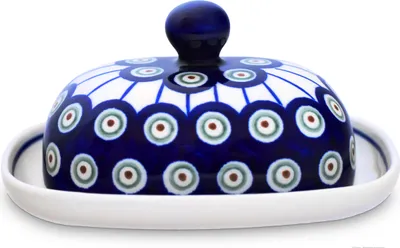 Produktbild von Bunzlauer Keramik kleine Butterdose Butterglocke Butterbehälter oval für 125g (1/2 Stück Butter) 16x12x8 cm Nachbildung 8