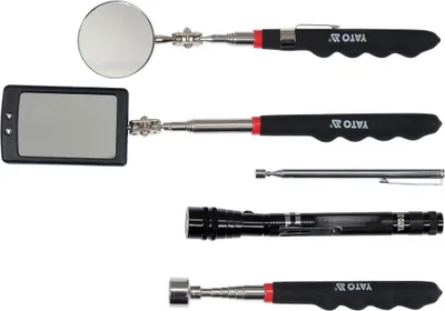 Obrázok produktu pre YATO YT-06622 Teleskopická súprava náradia so zrkadlom a podberákom 5 kusov s horákom 5 kusov s horákom