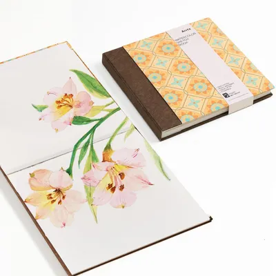 Produktbild von Aquarell-Skizzenbuch quadratisch 18 x 18 cm 300 g/m² 100% Baumwolle Kaltpresse 24 Blatt Hardcover